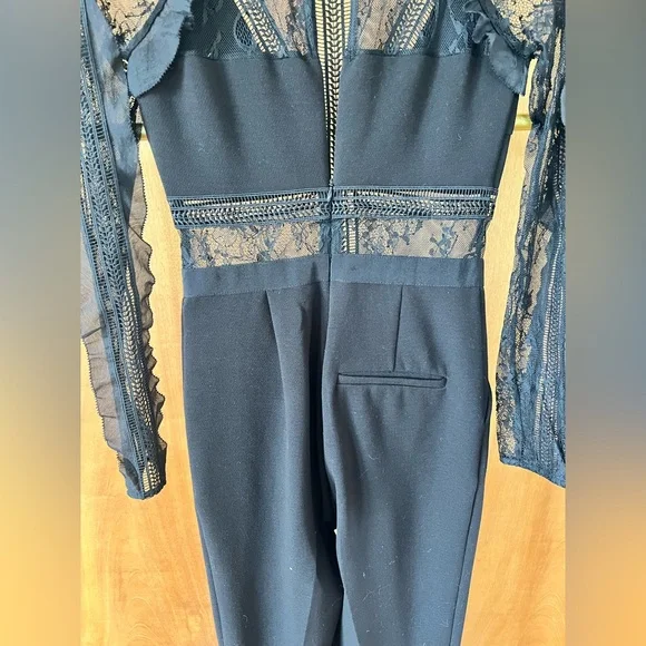 Self Portrait black lace paneled jumpsuit - Picture 4 of 7